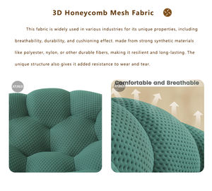 Atunus muebles de sala de estar italiano 3D nido de abeja tela de malla curvada burbuja verde sofá 3 plazas fútbol sofás sofá - Product Image 5