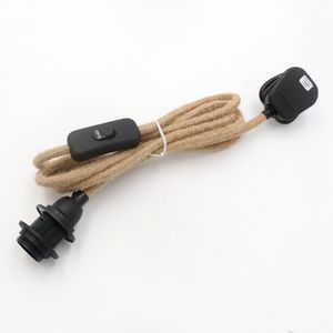 Штекер Великобритании 2-ядерный пеньковый шнур питания с переключателем с держателем лампы, аксессуары для освещения - Product Image 5