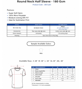 Round Neck Half Sleeve T-Shirt 160 GSM High Quality Comfortable Soft Lightweight Breathable Casual Wear <b>Perfect</b> For Men - Product Image 2
