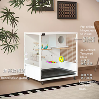 Grande volière premium en bois et verre pour l'élevage de perroquets, idéale pour les magasins d'animaux et les hôtels pour animaux.