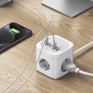 Cube ổ cắm 3 Cửa Hàng Điện mở rộng ổ cắm với Cổng USB Hiện Đại Pháp/Đức/Hàn Quốc phong cách pd20w với KC CE chứng nhận - Product Image 2