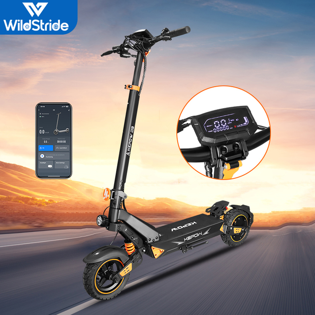 WildStride Electric Scooter 2026 New Design Brushless Motor 20.8AH Lithium Battery Foldable Waterproof App Control