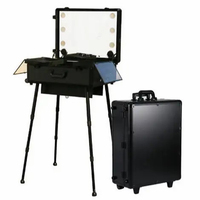 Mallette de maquillage en aluminium avec support mallette de maquillage professionnelle avec lumière led miroir chariot mallette cosmétique éclairée