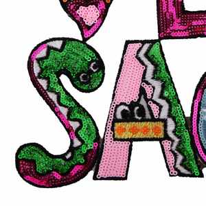 Parches de Lentejuelas con Letras de Dibujos Animados, Coloridos, de Gran Tamaño, con Pegamento, Logotipo Personalizado, Apliques Brillantes Termoadhesivos para Ropa - Product Image 2