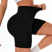 Shorts de yoga et de sport d'été taille haute, effet push-up, anti-transpiration, infroissables, en Spandex/Nylon, avec contrôle du ventre, pour le cyclisme, couleur unie
