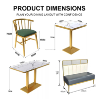 Table de salle à manger sur mesure en marbre avec base en métal doré, fabrication ODM/OEM, pour café, bistrot, hôtel, restaurant, projet de restaurant