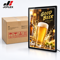Boîte à lumière LED ultra-mince à cadre en aluminium, panneau en verre trempé avec bande lumineuse pour publicité A4 A3 A2 A1