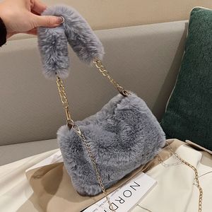Fall Winter Fluffy Luxury Designer Mini Handbag Woman Leather Plush Faux Fur Shoulder Bag Crossbody Lambswool Lock <b>Purse</b> - Product Image 5