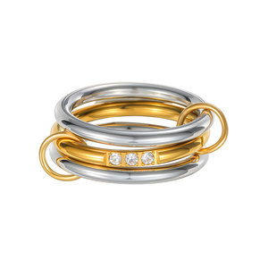 แหวนกันน้ำไม่หมอง 14k 18k ชุบทอง PVD แฟชั่น แหวนสแตนเลส 316L ประดับเพชรซิคอนสำหรับผู้หญิง - Product Image 5