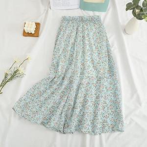 Women's Vintage Floral Printed Chiffon <strong>Skirt</strong> <strong>Elastic</strong> High Waist Breathable Casual Midi <strong>Skirt</strong> for Beach Summer Fast Service - Product Image 4