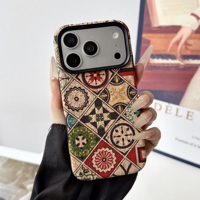 Coque de protection OEM rétro florale sans fil antichoc anti-traces de doigts en PC pour iPhone 14 15 16 17 Pro Max / 18 Fold