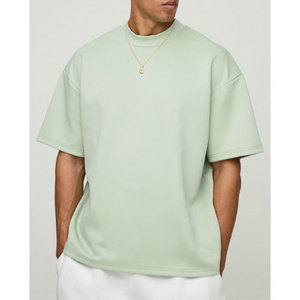 Tela tejida de alta calidad, camisetas transpirables de talla grande para hombre, mangas regulares, cuello redondo, estampado sólido, 100% algodón, ajuste holgado, informal - Product Image 4