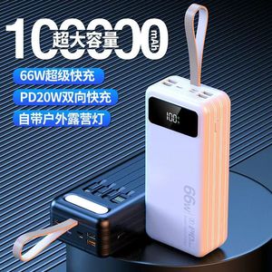 Nouvelle batterie externe en plastique de 100 000 mAh à charge rapide Super Flash 66W, câble intégré USB-A/USB-C, modèle 288 Chine - Product Image 3