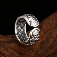Bague BOCAI S925 en argent sterling pour homme, design classique unisexe en écailles de dragon, bande réglable, bague de mariage hip-hop, bijoux fins
