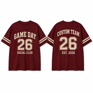 T-shirt personnalisé pour femme, coupe oversize, pour le jour du match de basketball, avec motif d'esprit d'équipe, tee-shirt de supporter à manches courtes, vente en gros - Product Image 4