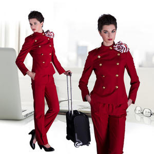 Uniforme <span class=keywords><strong>de</strong></span> Azafata <span class=keywords><strong>de</strong></span> Línea Aérea para Mujer, Falda y Chaqueta <span class=keywords><strong>de</strong></span> Algodón/Poliéster, con Gorro y Bufandas - Product Image 2