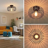 Luminaire de plafond rétro de style industriel, salon, chambre à coucher, salle à manger, style américain, cage à oiseaux, luminaire en fer créatif