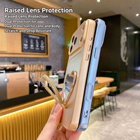 Coques de téléphone portable en TPU de haute qualité avec support miroir cœur pour iPhone 18 17 Pro Max 16 15 14 Plus 13 12 11 Pro Max