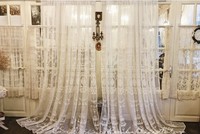 Voile Sheer Rideau Tissu avec Vintage Dentelle Motif Style Européen De Mariage Fenêtre Décoration Tissé Ombre Technique