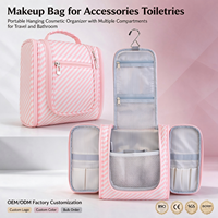 Trousse de Toilette de Voyage Résistante à l'Eau avec Poches en Maille Transparente, Tissu Lavable, Idéale pour Brosses à Dents, Pinceaux de Maquillage, Rasoirs, Salle de Bain