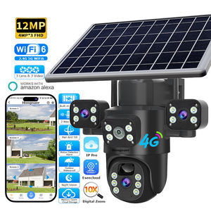 Kamera Keamanan <span class=keywords><strong>WiFi</strong></span> Solar Hongnaer 12MP 2.4G 5G WiFi6 Nirkabel PTZ Eseecloud 3 Lensa Luar Ruangan dengan Kartu SIM 4G CCTV - Product Image 1