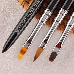 Pinceaux synthétiques pour nail art : liner fin, dégradé ombré à carreaux, plats, ronds, ovales, pour bordure de gel, détails pour French manucure, applicateur acrylique 3D - Product Image 5