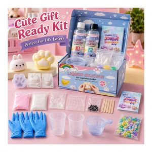 Paquete de materiales de silicona para moldes de animales, OEM de fábrica, cavidades, tarros de colores, rellenos de perlas, guantes, vasos, libro de instrucciones - Product Image 2