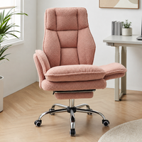 Silla de Oficina Ergonómica con Asiento Ancho y Revestimiento Bouclé, Apta para Mascotas, Fabricada en China