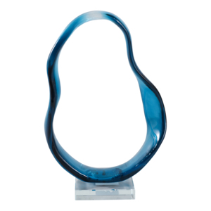 Scultura moderna decorativa a spirale in vetro blu, pezzo d'arte per la casa, tavolino da caffè, mensola, elegante statuetta decorativa - Product Image 4