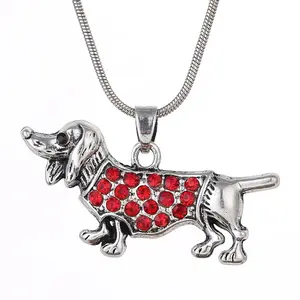 Fashion crystal Dachshund Animal Jewelry Miniature Dachshund dog charm gift Necklace