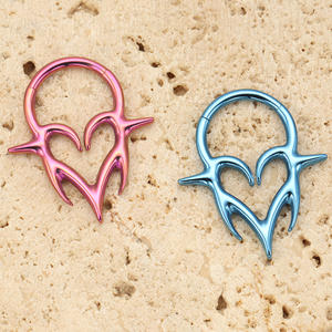 VIEN Jewellery ZPO-118 Joyería de Titanio <span class=keywords><strong>para</strong></span> Piercings, Anillo Clicker de Titanio de Grado Médico con Forma de Espina de Corazón <span class=keywords><strong>para</strong></span> Daith, Conch, Septum y Nariz - Product Image 5