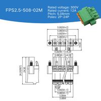 Conector de Bloque de Terminales PCB AOSI 5.0MM/5.08MM Phoenix Enchufable de Aleación de Cobre con Resorte 12A 300V con Brida 2EDGKN KF2EDGKN