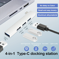Mini concentrateur USB3.0 4 ports Station d'accueil en aluminium à grande vitesse Plug and Play USBC HUB Type-C pour accessoires informatiques