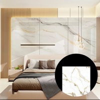 Panel Dinding Marmer PVC Anti Air UV Grosir 4x8ft 3mm, Panel Plastik Fleksibel Kilap Tinggi untuk Ruang Tamu Dapur