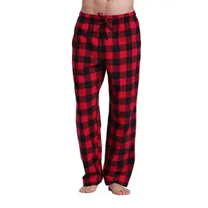 Мужская Хлопковая пижама в клетку с логотипом на заказ, штаны для сна
