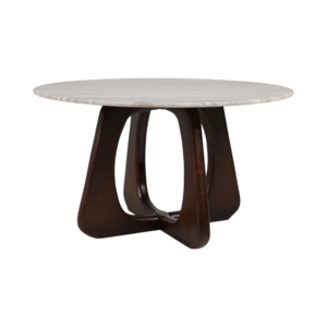 Tavolino da Caffè Rotondo con Piano in Marmo e Base in Legno Scultoreo per Arredamento Soggiorno - Product Image 2