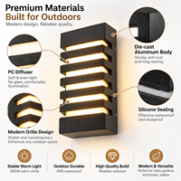 Lampe murale LED extérieure en aluminium IP65 étanche, design moderne à persiennes, vente en gros, promotion spéciale