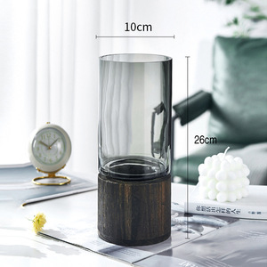 Nordic Style Luxury Crystal+Wooden <strong>Flower</strong> <strong>Vases</strong> Big Hole Transparent Thickening Glass <strong>Vase</strong> for Living Room Home Decor - Product Image 3