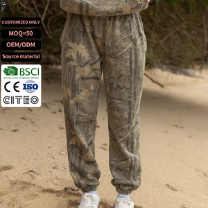 Pantalon de survêtement camouflage en coton épais personnalisé pour homme, style streetwear, coupe oversize, joggers camouflage, vente en gros, pantalon polaire uni vierge - Product Image 1