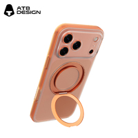 Étui de téléphone anti-empreintes digitales ATB Frosting, étui magnétique transparent antichoc pour iPhone 18 Pro avec support rotatif à 360 degrés