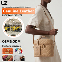 Sac de maquillage matelassé imperméable LZ avec logos personnalisés, trousse de beauté en cuir, organiseur de voyage, étiquette d'identification détachable, boîte à bijoux
