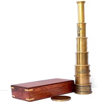 Télescope moderne en laiton à double tube 10x avec trépied en bois, design nautique marin, épinglette en métal émaillé doux