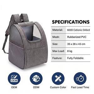 Sac à dos de transport pour animaux de compagnie respirant de qualité supérieure, pliable, pour chats et petits chiens, avec sangles ergonomiques et fenêtres en maille - Product Image 3
