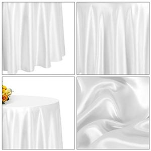 Custom Satin <b>Round</b> Printed White Luxury Wedding Party <b>Table</b> <b>Cloth</b> for Banquet - Product Image 4