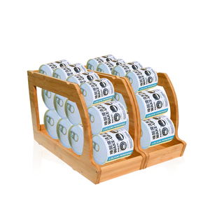Organizador de latas de refresco de bambú de un solo nivel ecológico de nueva tendencia para uso de bebidas en refrigerador de cocina - Product Image 1