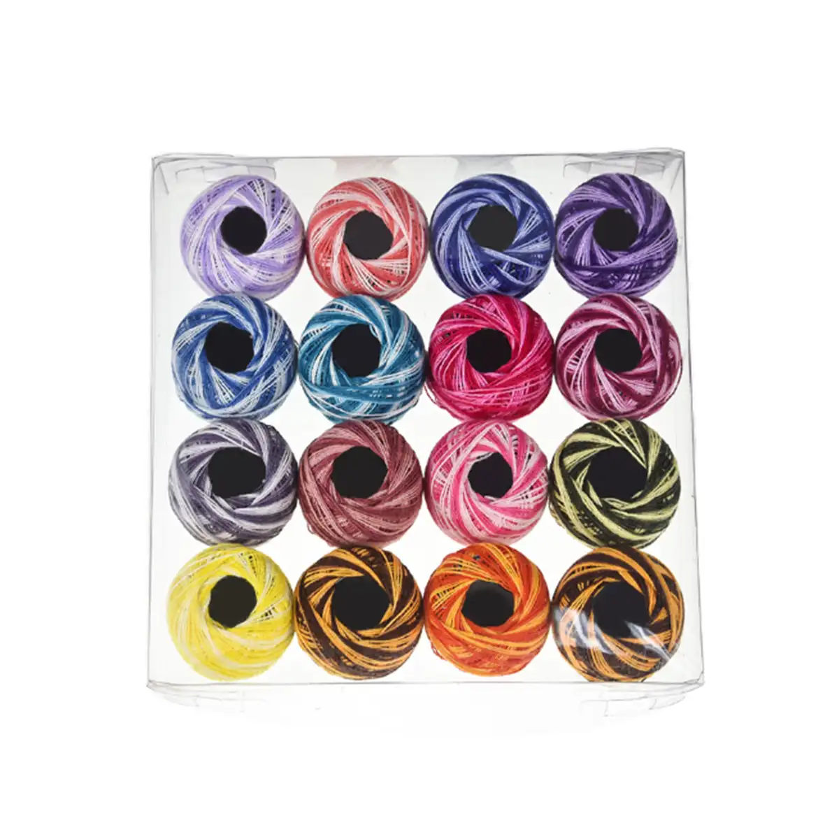 Charmkey hot selling 16 pcs set colorful lace yarn embroidery yarn thread cotton for crochet DIY cheap price with PVC case