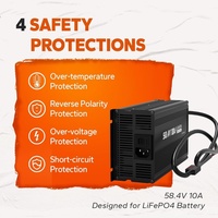 Chargeur de batterie au lithium LifePO4 58,4 V 10 A pour fauteuil roulant, chariot élévateur, voiturette de golf, moto, chargeur de batterie LifePO4 Lipo 48 V 51,2 V