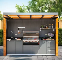 Cuisine de barbecue extérieure à guichet unique de qualité commerciale avec armoire de rangement pour évier de réfrigérateur et porte rétractable