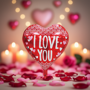 Ballon en aluminium en forme de cœur « Party Love I Love You » 45 cm, jetable, pour décorations intérieures de la Saint-Valentin - Product Image 3