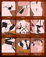 Ensemble de bondage en cuir PU pour couples adultes |   Comprend des attaches, un fouet et un bâillon pour la bouche |   Ajustement durable et confortable |   Accessoires de jeu de rôle
